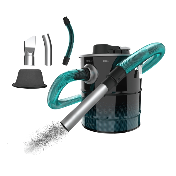 cecotec conga ash 4000 home aspirador de cenizas y pellet 1200w capacidad 20l succion 18kpa deposito de acero inoxidable boquilla de 38mm incluye accesorios y cargador color negro y azul