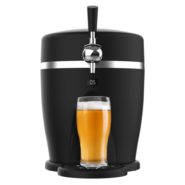 cecotec beerflow 5000 dispensador de cerveza 60w temperatura ajustable de 3 a 6°c compatible con barriles de 5l bandeja y asa extraibles indicador led pies antideslizantes color negro