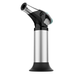 cecotec polka flame cook 1000 steel soplete de cocina alcanza 1300°c regulador de llama bloqueo de seguridad compacto recetario espatula y pincel facil de usar color negro y plata