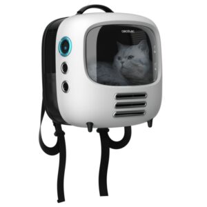 cecotec pumba 1800 travel fan transportin con ventana sistema de ventilacion con 2 velocidades para mascotas hasta 8kg luz interior ergonomico bolsillo lateral 43x42x27.6cm color blanco