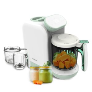 cecotec nana babycare foodprocessor robot multifuncion 4 en 1 para bebes libre de bpa tactil cocina y tritura esteriliza chupetes recetario compatible con frutas y carnes color blanco
