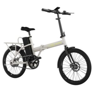 cecotec folding bicicleta electrica de 20" 270wh autonomia 35km bateria extraible doble freno de disco display con 3 niveles cuadro de acero herramientas y cargador color blanco