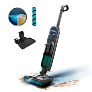 cecotec freego wash and vacuum spray fregona electrica 250w funcion aspirador autonomia 35min pantalla digital sistema autolimpieza depositos separados color negro y azul
