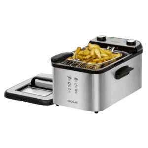 cecotec cleanfry infinity 3000 freidora electrica potencia de 2400w capacidad de 3l filtro incluido tapa con ventana temporizador de 30min acero inoxidable cubeta antiadherente