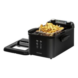 cecotec cleanfry infinity 3000 freidora electrica 2400w capacidad de 3l filtro incluido tapa con ventana temperatura regulable temporizador de 30min apta para lavavajillas color negro