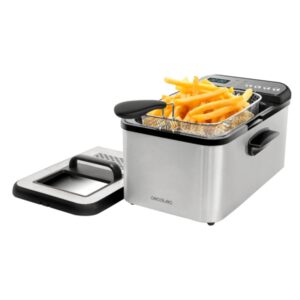 cecotec cleanfry luxury 3000 freidora electrica potencia de 2400w capacidad 3.2l pantalla digital 5 programas preconfigurados filtro incluido acero inoxidable tapa con ventana