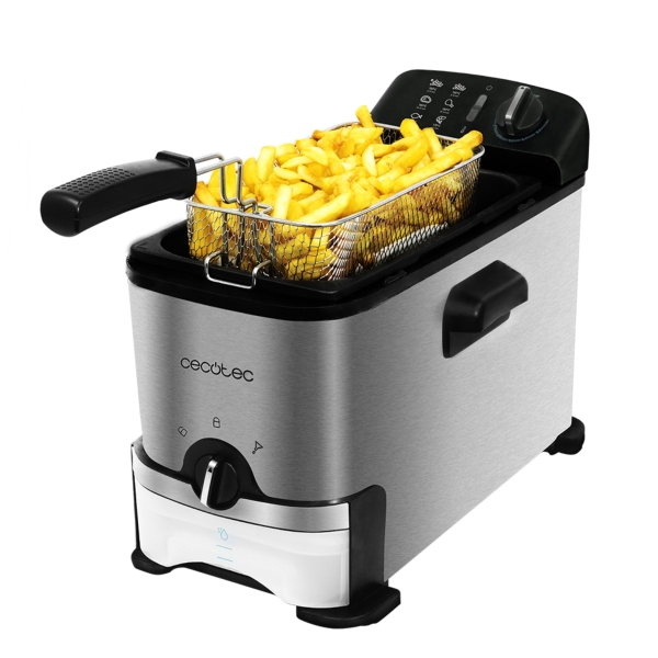 cecotec cleanfry infinity 3000 freidora electrica 2000w capacidad 3l sistema de filtrado apto lavavajillas temperatura regulable antiolores recipiente de aceite extraible acero inoxidable