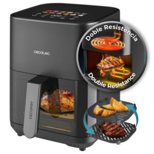 cecotec cecofry and grill duoheat 4000 freidora sin aceite 3 en 1 potencia de 1900w resultados uniformes parrilla pizzas crujientes capacidad de 4l control de temperatura color negro