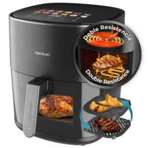cecotec cecofry and grill duoheat 6500 freidora sin aceite 3 en 1 potencia de 2200w plancha grill capacidad 6.5l control de temperatura 12 menus automaticos color negro