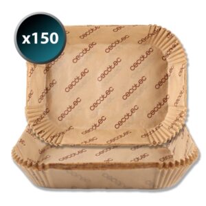 cecotec cecofry twinbucket pack de 150 papeles para freidora de aire de doble cubeta rectangular resiste hasta 230 ºc listo para usar facilita limpieza de cubeta 24x18x4.5cm color marron