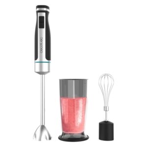 cecotec powergear 1500 xl cream batidora de mano 1500w cuchillas de titanio 21 velocidades antisalpicaduras sistema de montaje facil incluye vaso y varillas funcion turbo color negro