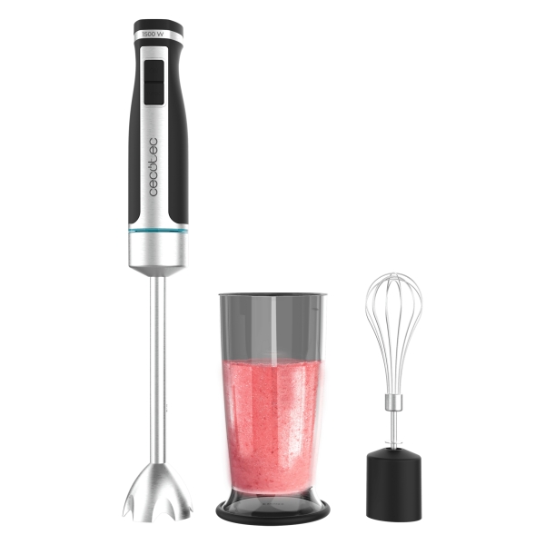 cecotec powergear 1500 xl cream batidora de mano 1500w cuchillas de titanio 21 velocidades antisalpicaduras sistema de montaje facil incluye vaso y varillas funcion turbo color negro