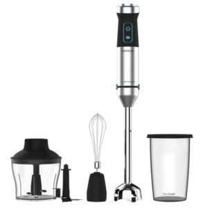 cecotec power titanblack 1500 xl creamandcrush batidora de mano 1500w cuchillas de titanio campana antisalpicaduras velocidad ajustable funcion turbo incluye accesorios color negro
