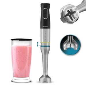 cecotec katana 12 jar b batidora de mano potencia de 1200w cuchillas de titanio funcion oscilante 21 velocidades campana antisalpicaduras funcion turbo vaso de 800ml con tapa color negro