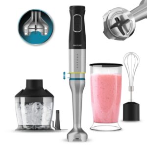 cecotec katana 12 chop batidora de mano 1200w funcion oscilante cuchillas de titanio 21 velocidades campana antisalpicaduras accesorios incluidos vaso 800ml con tapa turbo color negro