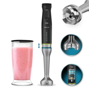 cecotec katana 15 totaldestroy jar batidora de mano 1500w cuchillas de titanio efecto tijera funcion oscilante 21 velocidades campana antisalpicaduras vaso 800ml con tapa turbo color negro