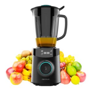 cecotec power black titanium 1800 advance batidora de vaso 1800w cuchilla de titanio jarra de vidrio 1.8l programas automaticos 10 velocidades pantalla digital color negro