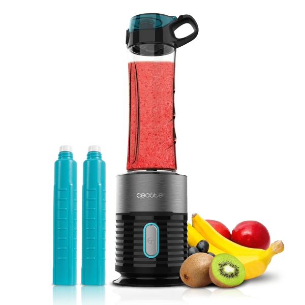 cecotec power titanium 650 easygo batidora de vaso 650w cuchillas de titanio 2 vasos portatiles de 600ml tubos refrigeradores incluidos uso facil y sencillo apto lavavajillas color negro