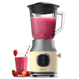 cecotec retrotwist batidora de vaso potencia de 800w jarra de 1l cuchillas de titanio funcion pulse motor de cobre color beige