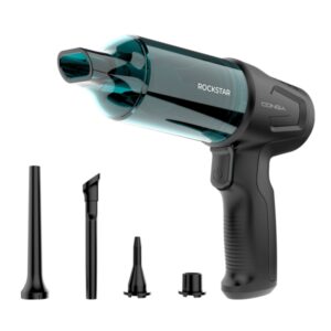 cecotec conga rockstar micro hand aspirador de mano 80w succion de 12kpa funciones de aspirado y soplado autonomia 25min modos eco y turbo silencioso 78db color negro y azul