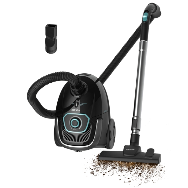 cecotec conga powerbag 2500 plus aspirador de trineo 850w 18kpa deposito de 2.5l regulador de potencia bolsa desechable tubo telescopico filtro de alta eficiencia color negro