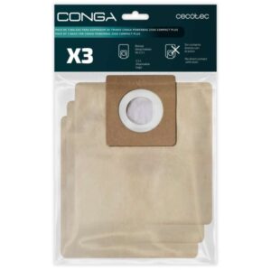 cecotec pack de 3 bolsas de recambio para conga powerbag 2500 alta capacidad de filtracion faciles de instalar material resistente mantiene la succion eficiente color marron