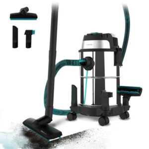 cecotec conga rockstar wet and dry steel aspirador de trineo para solidos y liquidos 1200w carcasa metalica deposito de 16l funcion de soplado incluye accesorios multiples acero inoxidable