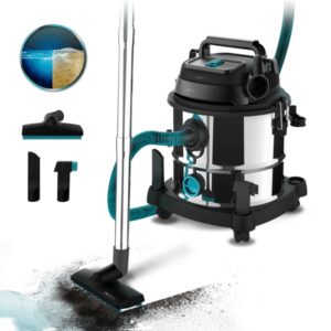 cecotec conga rockstar wet and dry steel max aspirador de trineo para solidos y liquidos 1400w deposito 20l funcion de soplado filtros duales ruedas de goma acero inoxidable