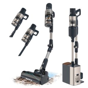 cecotec conga rockstar 5500 hurricane station flex aspirador escoba vertical sin cable 700w autovaciado autonomia 90min 30kpa luz led bateria de 33.6v color negro y plata
