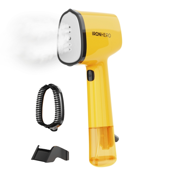 cecotec ironhero v 1500 essential plancha de vapor vertical 1500w vapor continuo 25g/min 2 modos de vapor suela ceramica ultradeslizante cepillo quitapelusas autoapagado color amarillo