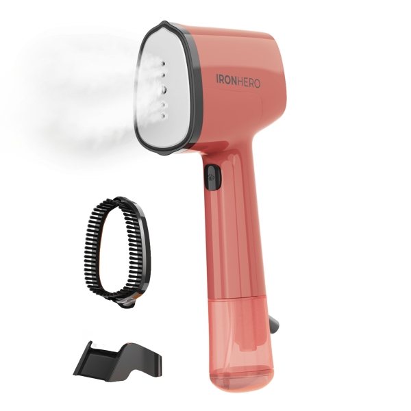 cecotec ironhero v 1500 essential plancha de vapor vertical 1500w vapor continuo 25g/min suela ceramica cepillo quitapelusas sistema autoapagado 2 modos color rojo