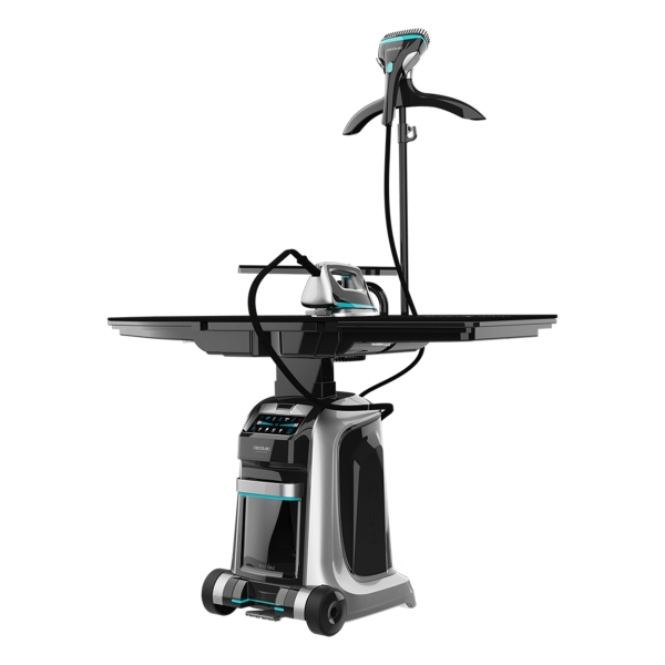 cecotec total iron 10100 pro centro de planchado 4 en 1 2200w vapor 220g/min y 5bar programas para 5 tejidos deposito 1.2l y 2.8l pantalla led 70x40x50cm color negro y gris