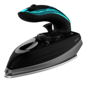 cecotec fast and furious 4000 travel plancha de ropa de viaje 1200w vapor continuo 20g/min golpe de vapor 65g/min suela ceramica bolsa de viaje ajuste de temperatura color negro y azul