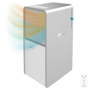 cecotec forceclima 1265 aire acondicionado portatil 3000 frigorias capacidad 12000 btu bomba de calor cobertura hasta 28m2 funciones multiples ruedas 360º color gris y blanco