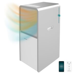 cecotec forceclima 1285 aire acondicionado portatil 3000 frigorias 12000 btu bomba de calor wifi tactil ruedas 360º modo deshumidificacion gas r 290 ecologico color gris y blanco