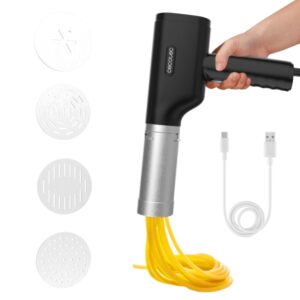 cecotec fun easypasta maquina para pasta y churros 40w portatil capacidad de 200g incluye 3 discos para pasta disco exclusivo para churros inalambrico 50 usos por carga color negro