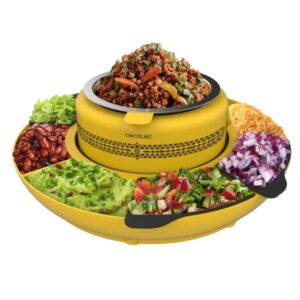cecotec fun taco andale maquina para calentar ingredientes para tacos 40w mantiene calor organizador colorido y divertido moldes de silicona facil de limpiar y transportar color amarillo