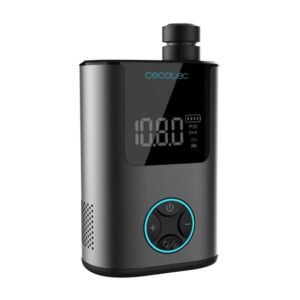 cecotec mini air max inflador de ruedas potencia hasta 150psi doble bateria de 600mah 4 boquillas adaptables pantalla lcd con control carga usb c rapida incluye accesorios color negro