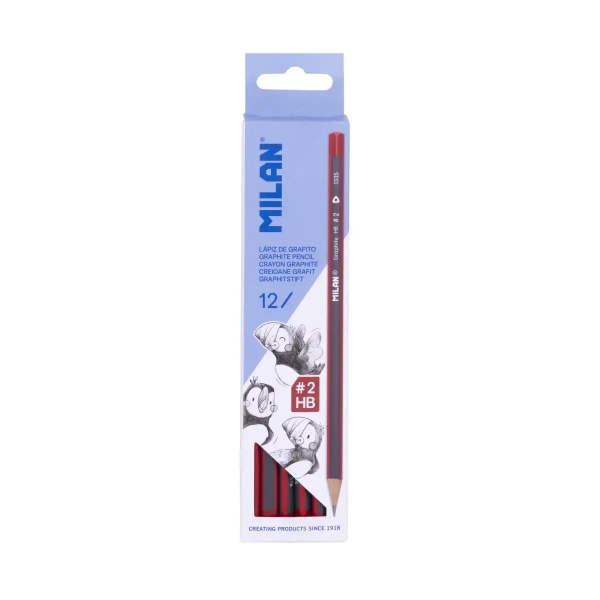 milan pack de 12 lapices de grafito triangulares mina hb #2 de 2mm resistente a la rotura para escritura y dibujo