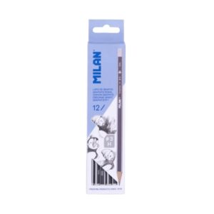milan pack de 12 lapices de grafito triangulares mina h #3 de 2mm resistente a la rotura para escritura y dibujo