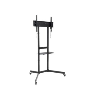 tooq kefren soporte de suelo con ruedas para pantallas 37" a 70" altura ajustable bloqueo de ruedas estante gestion de cables peso max 70kg vesa max 600x400mm color negro