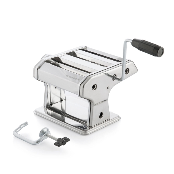 innovagoods frashta maquina para pasta cuerpo de metal multifuncion 3 formas diferentes grosor regulable facil limpieza compacto desmontable 21x13.5x19.5cm color plateado