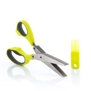 innovagoods tijeras de cocina multicorte con 5 cuchillas ergonomico facil limpieza incluye cepillo color verde