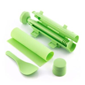 innovagoods suzooka set de 3 piezas para sushi libre de bpa incluye esterilla facil de limpiar incluye recetario color verde