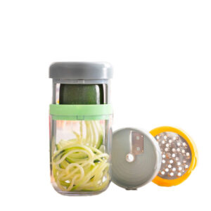 innovagoods vigizer cortador de verduras en espiral y rallador 3 tipos de corte libre de bpa compacto y desmontable incluye protector de dedos facil limpieza incluye recetario color gris