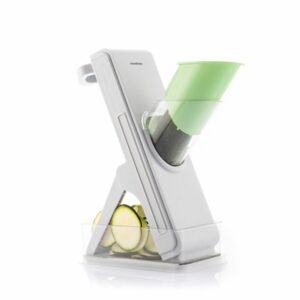 innovagoods slichen mandolina cortadora de verduras 5 en 1 cuchillas intercambiables plegable incluye recipiente facil limpieza seguro 10x26.5x22cm color gris, verde y transparente