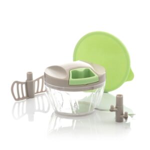 innovagoods spinop mini picadora manual capacidad 400ml incluye accesorios facil limpieza compacto y ligero 2.5x9.5x12.5cm color verde y gris