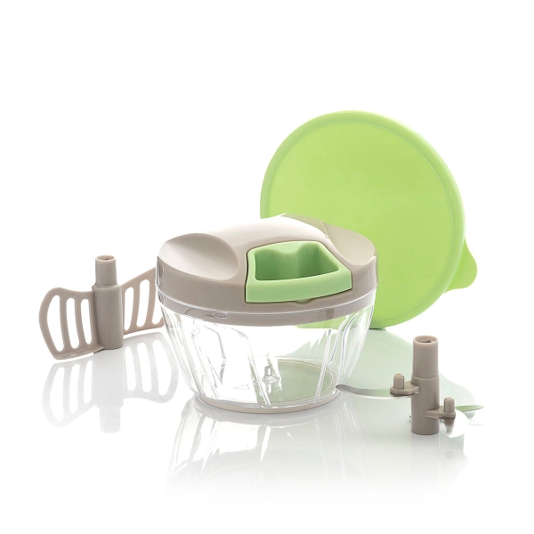 innovagoods spinop mini picadora manual capacidad 400ml incluye accesorios facil limpieza compacto y ligero 2.5x9.5x12.5cm color verde y gris