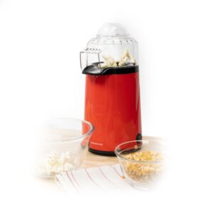 innovagoods popmar palomitera de aire caliente potencia 1200w cocina sin aceite tapa medidora seguridad termica color rojo, negro y transparente