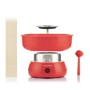 innovagoods cantty maquina de algodon de azucar potencia 450w facil de limpiar incluye palos y cuchara ideal para fiestas color rojo